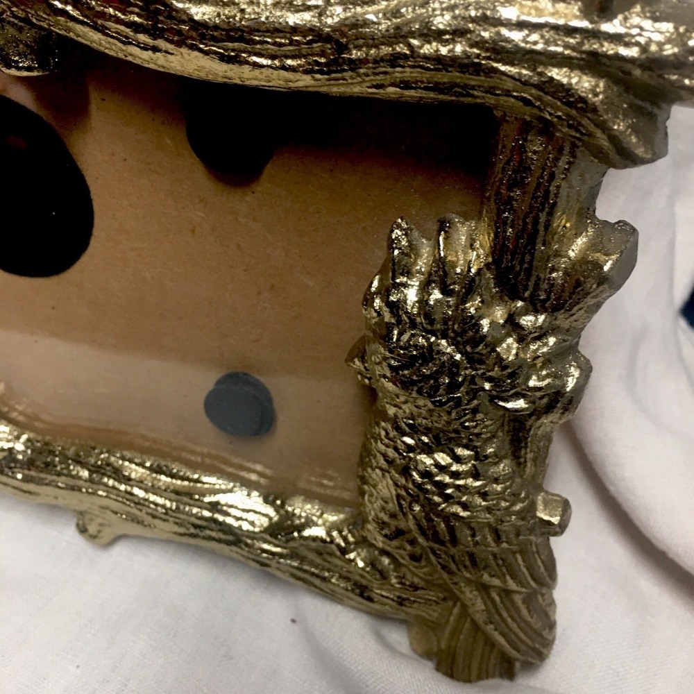 Vintage  Opal House Cockatoo‎ 6" x 4" Picture Frame Easel Back Metal Gold Finish
